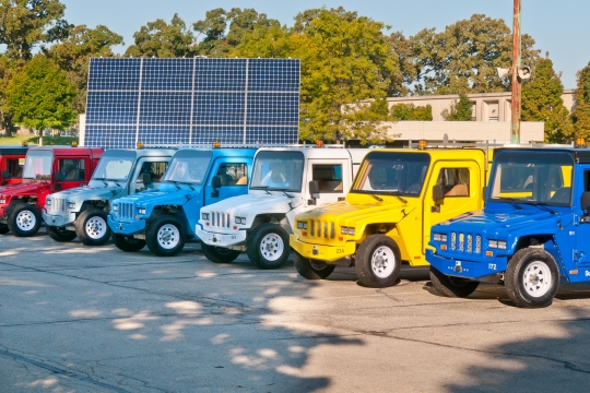 electric vehicles of different colors