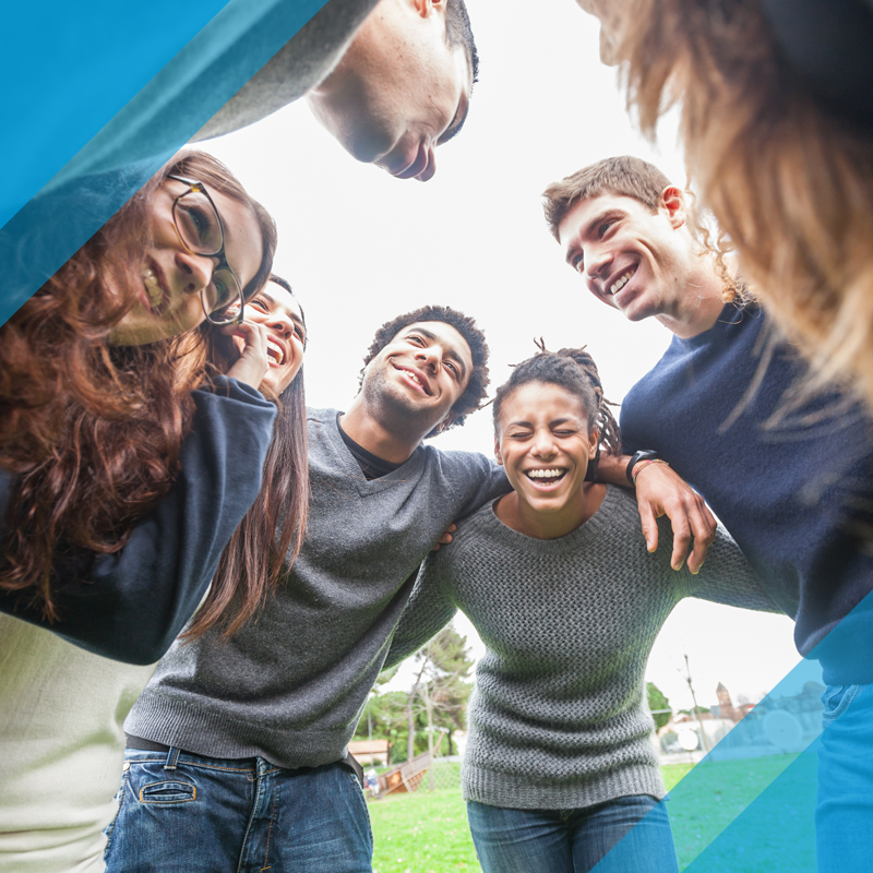 diverse group of happy students