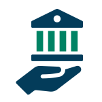 hand holding university icon