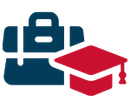 briefcase and graduation cap icon